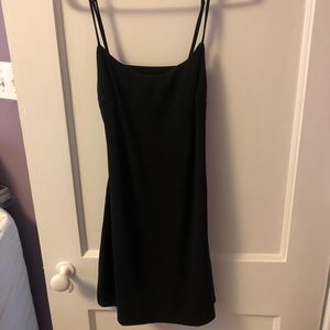 Black open back mini dress